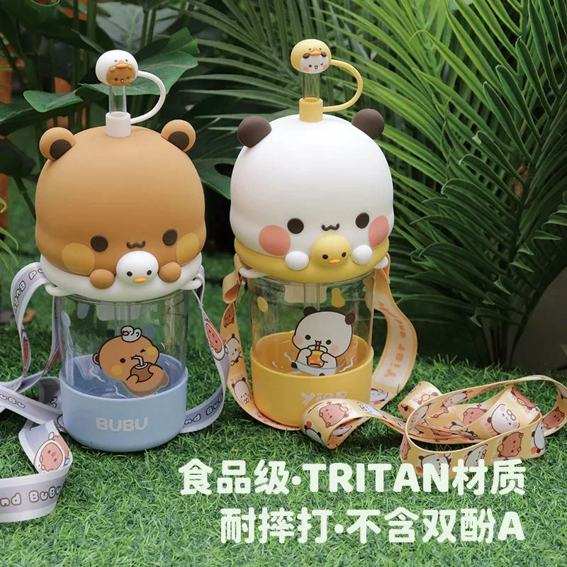 Yier Bubu Dudu Cartoon Straw Cup Cute Water Cup High Temperature Resistant Tritan Anti Drop Summer Portable Coffee Beverage