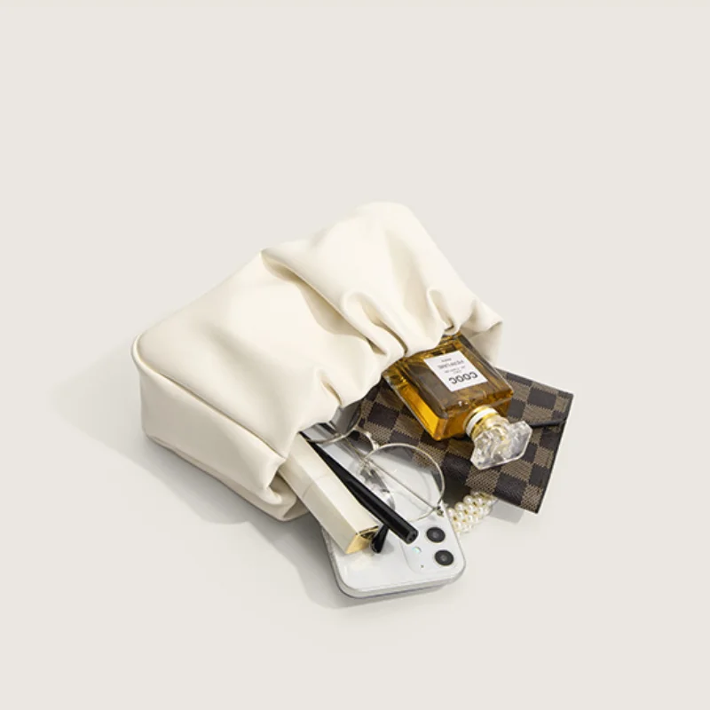 Handbag Shoulder Bag Solid Color Trend Elegant Design Pleated Beaded Crossbody Bag Cosmetics Purse Mini Storage Bags Phone Pouch