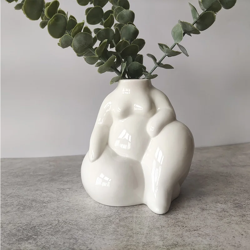 NordicHumanBodyArtVaseFatWomanShapedSculptureStatueHomeDecorModernLivingRoom