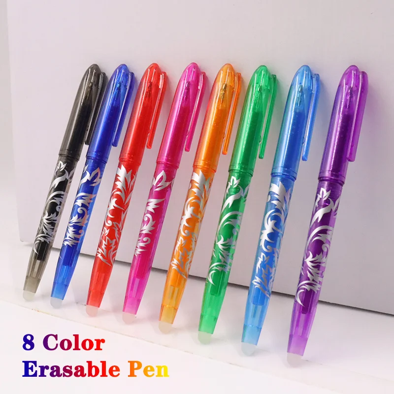 8/4Pcs/Set 8 Color Erasable Gel Pen 0.5mm Kawaii Pens Ball Pen Student Writing Washable Pen Rod Drawing Tools Office School