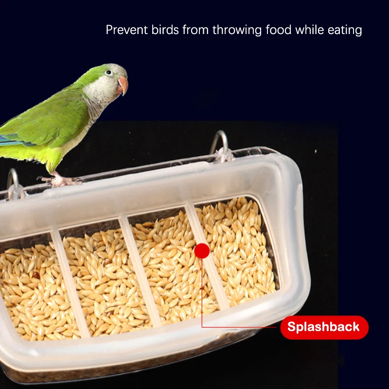 Parrot Feeder Drinker Bird Supplies Bird Cage Parrot Birds Water Hanging Bowl Feeder Box Pet Cage Plastic Food Container 4