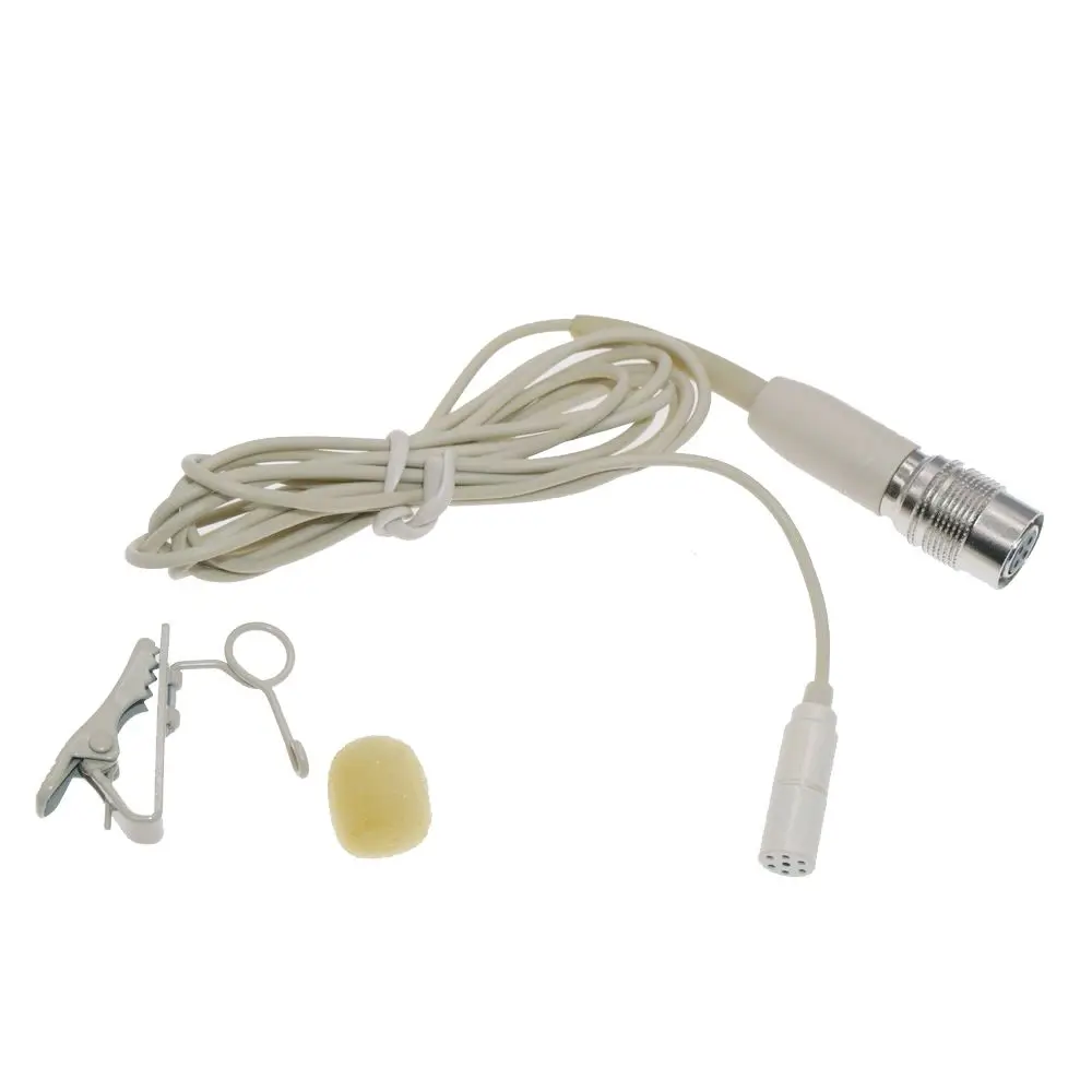 

Beige Lavalier Lapel Clip Microphone for Audio-Technica ATW Wireless System Hirose 4Pin Plug