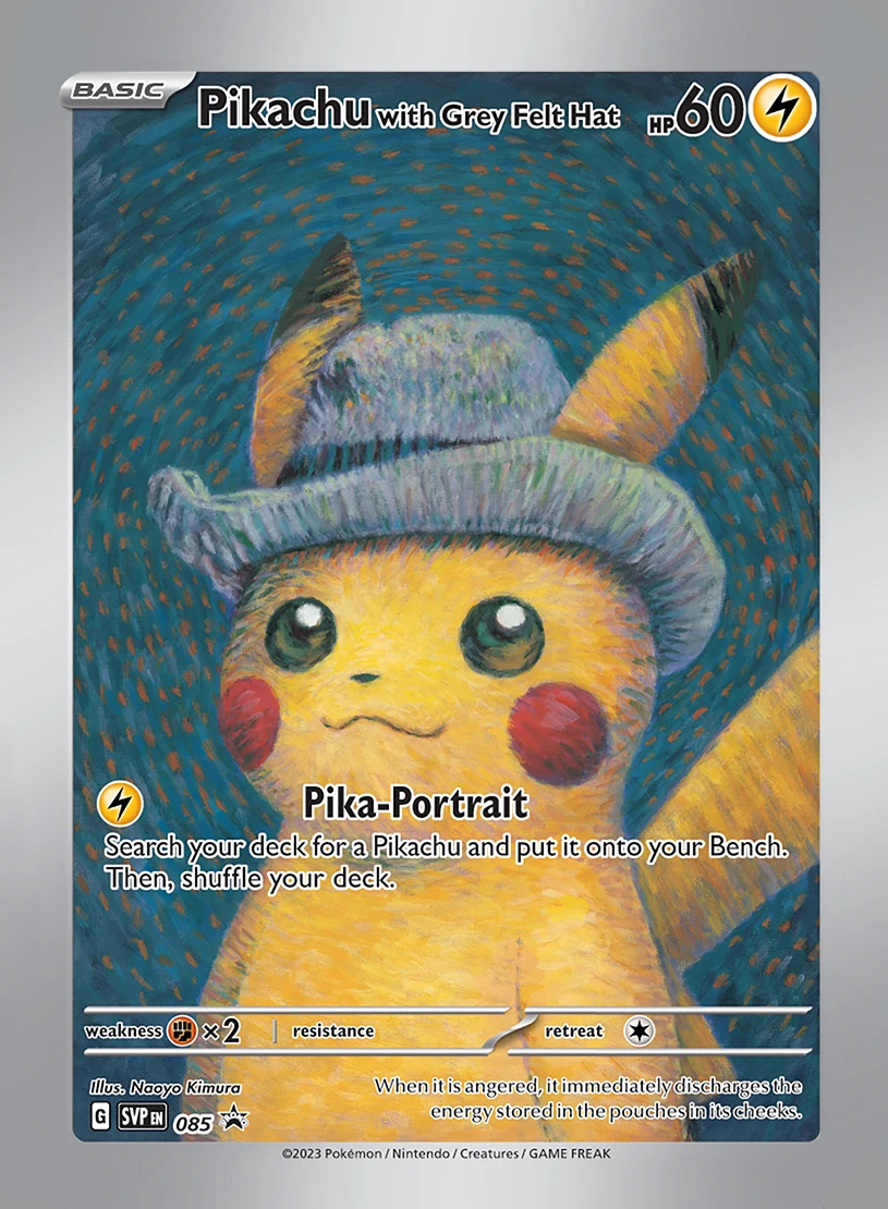 Proxy 2023 PTCG POKEMON X VAN GOGH PIKACHU W SZARYM FILLOWYM KAPELUSZU # 085 SVP Autentyfikacja Klasa 10 Karta Zabawka