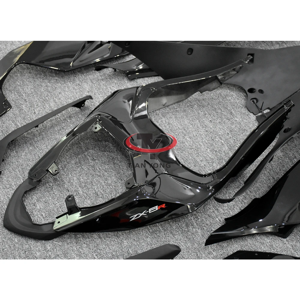 ZX6R 용 오토바이 풀 페어링 키트 2013 2014 2015 2016 2017 2018 ZX 6R 636 차체 카울링 브라이트 블랙 라떼 아트