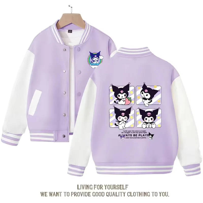 Sanrio Cinnamoroll Jacket Hello Kitty Kuromi Overcoat Child Hoodies Autumn Kids Loose Sports Baseball Uniform Clothes Kids Gift бутылка для воды quange hello life tritan sports cup 480мл серая