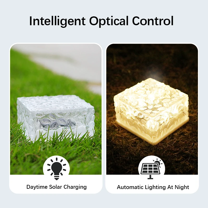 Solar Brick Lights Ice Cube Light Lamp, LED Landscape Light Buried Light Square Cube for Outdoor Garden Courtyard Pathway Decor 6