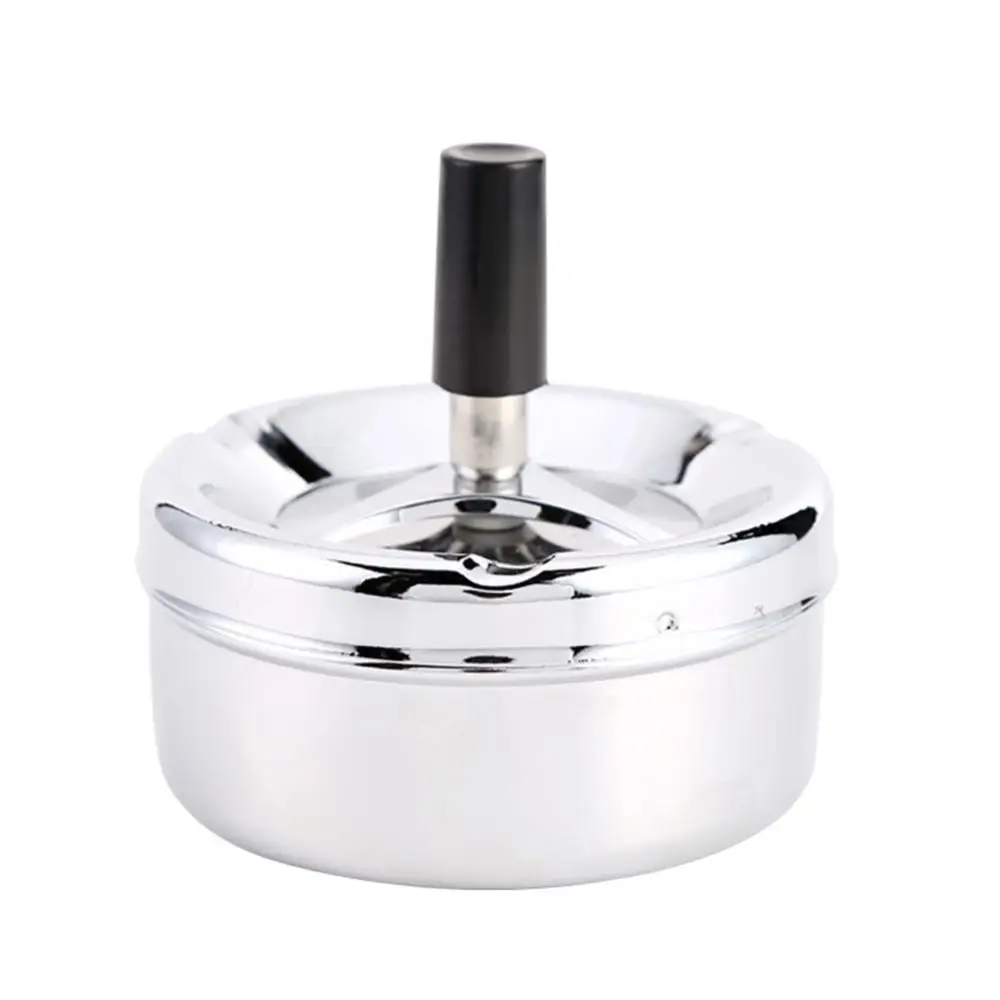 Windproof Creative Stainless Steel Rotation Lid Home Hotel Ashtray Smoker Gift