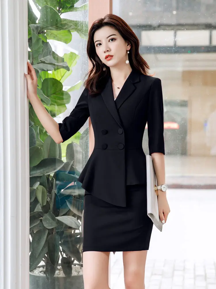 New Women Set Full Sleeve Ruffles Blazers Pants Suit Two Piece Set Office  Lady Business Wear