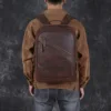 Leather Backpack Men's Backpack Top Layer Cowhide Computer Bag Large Capacity Hiking Bag Retro Travel Bag Fashion Schoolbag 3