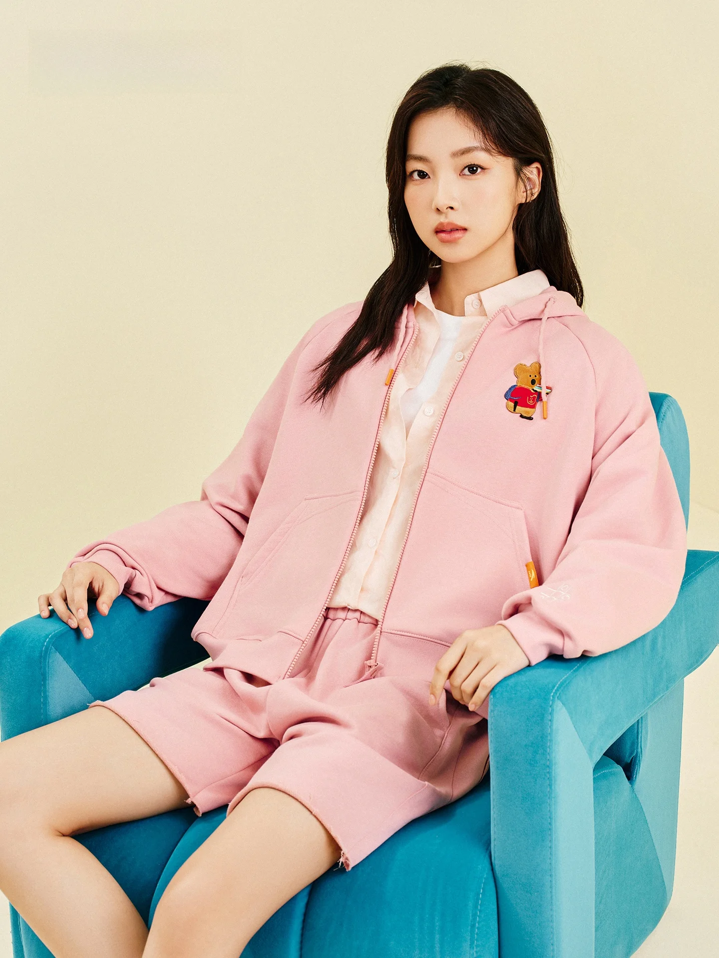  협업 자수 후드 오픈 가디건 스웨트셔츠 여성용 루즈핏 캐주얼 아우터웨어 편안하고 통기성이 좋음