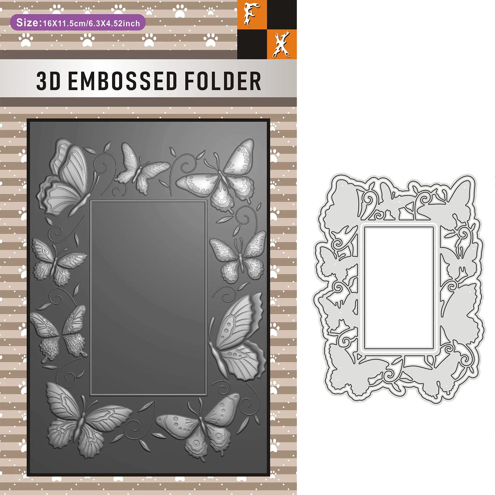 3D 나비 장식이 있는 창의적인 프레임 디자인 요소 - 3D 엠보싱 폴더와 어울리는 다이컷 - DIY 공예에 적합합니다.