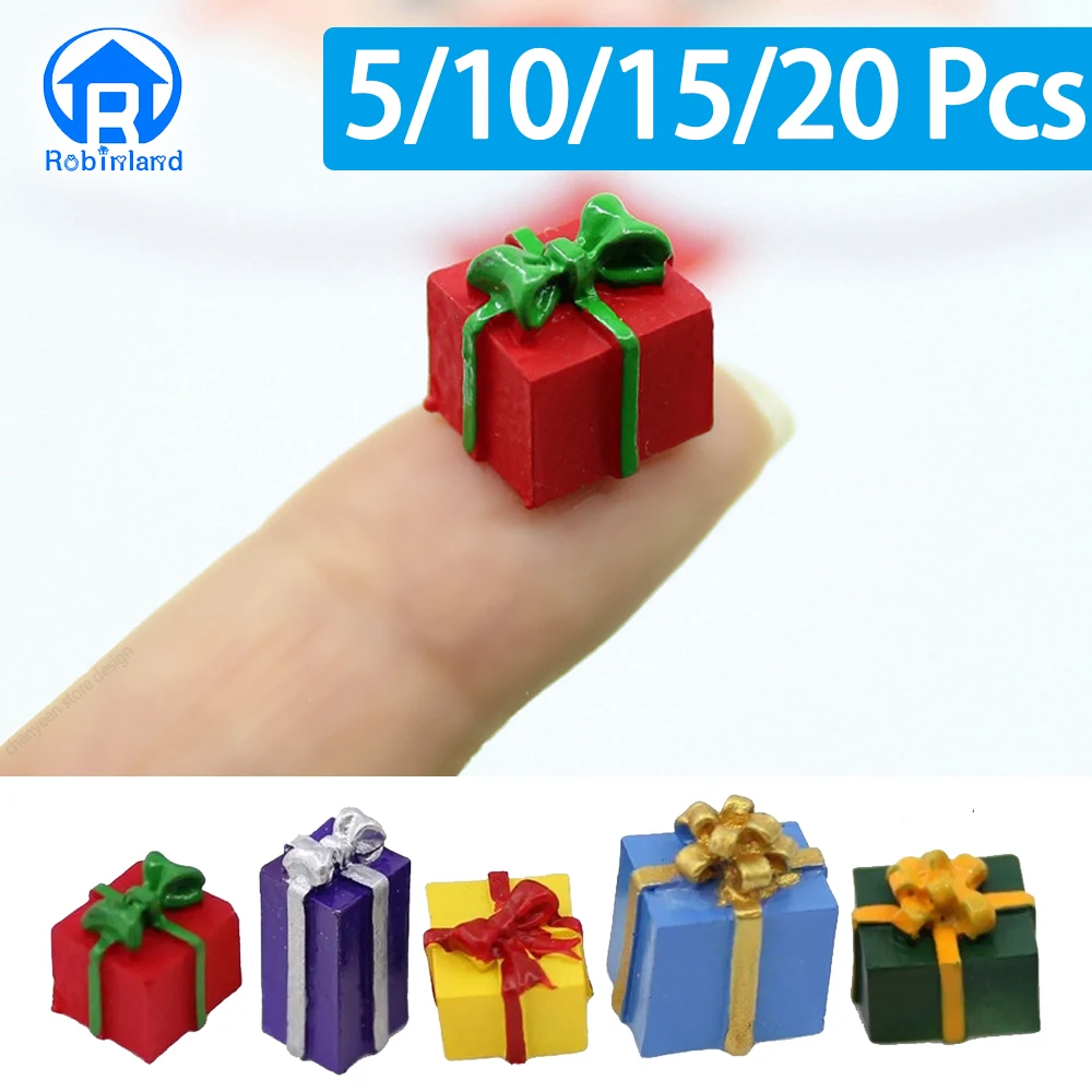 Mini Christmas Gift Box Set - Resin Decorative Accents