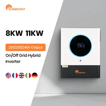 อินเวอร์เตอร์พลังงานแสงอาทิตย์แบบไฮบริด Sunboost 8KW 11KW รองรับการเชื่อมต่อแบบขนาน 6 เครื่อง พร้อม Wifi ในตัว หน้าจอสัมผัส LCD สีขนาดใหญ่ 1