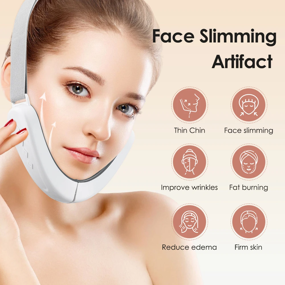 V Shape EMS Face Lifting Machine English Voice Remind Face Slimming Neck Massager Double Chin Remover Skin Firming Device