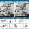 Over The Sink Dish Drying Rack, 3-Tier Drying Drainer Rack Over Sink Stainless Steel Adjustable , 2