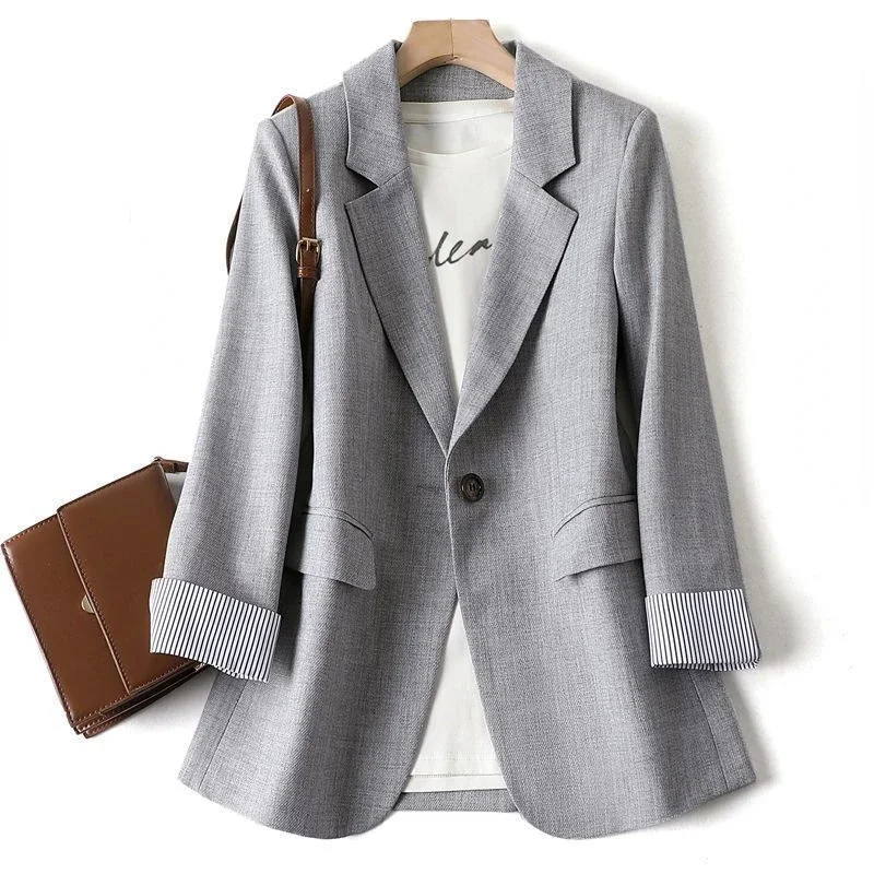 2024 Fashion Business Solid Blazer Women's Work Office Women's Long Sleeve Spring Casual Blazer New Women's Coat Jacket Korean