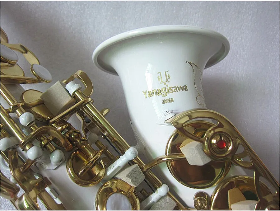 BrandnewCurvedSopranoSaxophoneS991WhiteSaxMusicalinstrument