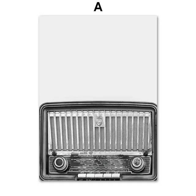 Retro Vinyl Record Wall Art - Black & White Headphone Canvas Print