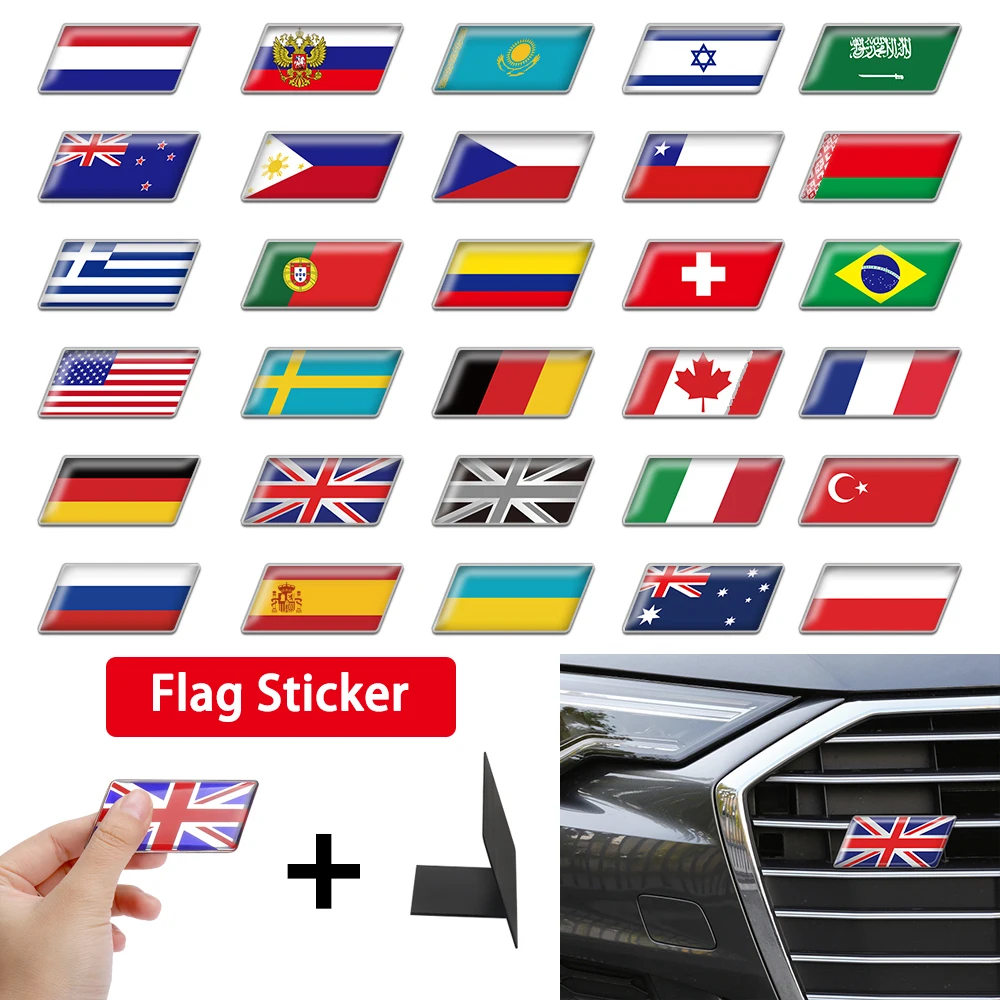 3D Car Front Grille Badge Sticker Body Trunk Decoration Sticker Czech Switzerland Mexico France Sweden Kazakhstan Flag Badge car stickers,vinyl stickers,car emblem stickers,car repair stickers,console panel sticker,carpet fixing stickers
