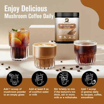 Mushroom Coffee Supplement 10 Mushroom Blend- Lion's Mane, Chaga, Cordyceps Brain Supplements for Energy, Memory and Immunity 3