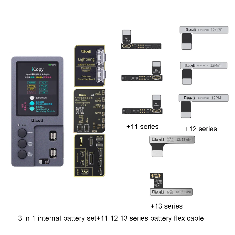 Qianli iCopy Plus Ture Tone Repair para teléfono 11 Pro Max 8 X XR XS, batería con vibración/programador de auriculares Táctiles con batería integrada