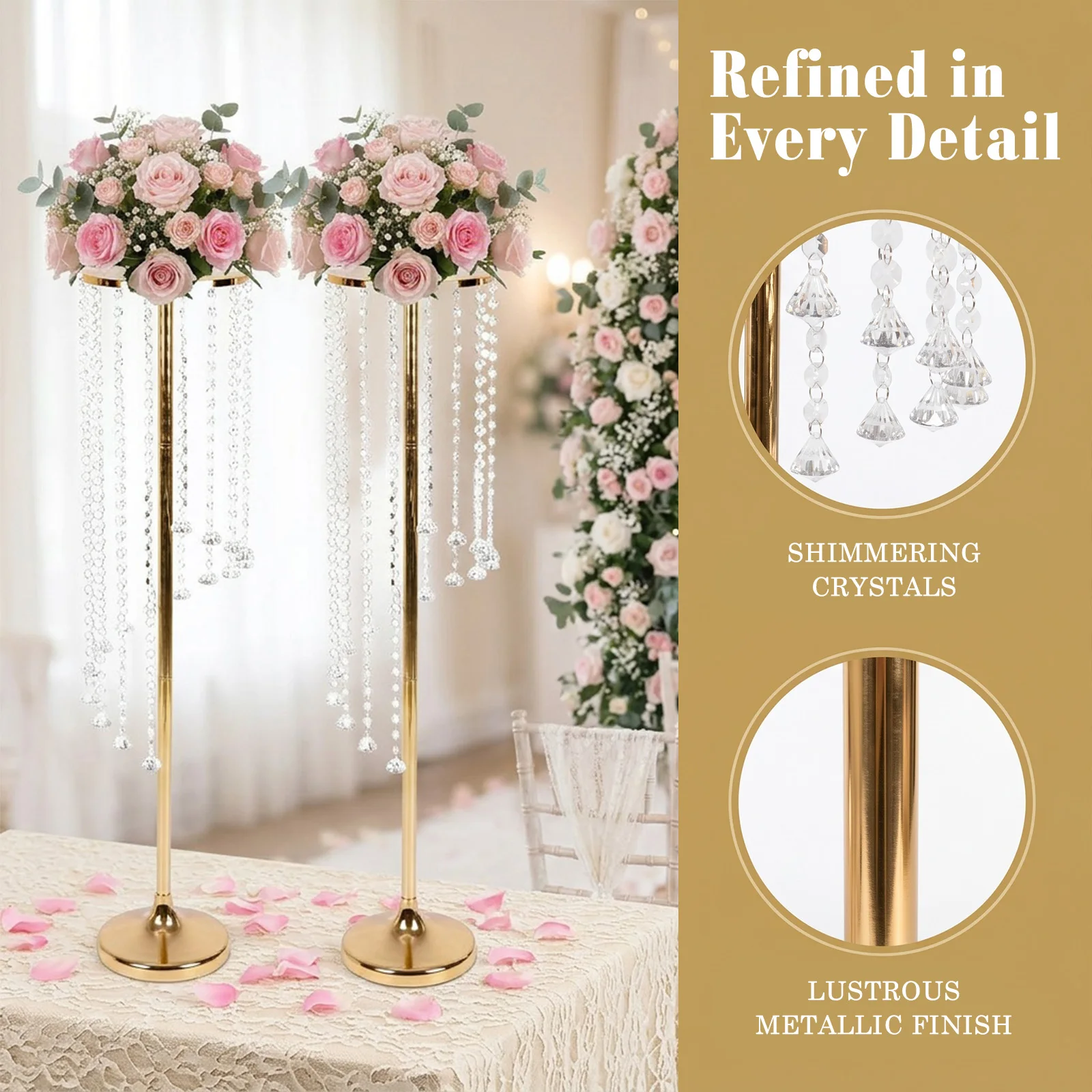 2pcs 35.4 Inch Tall Wedding Flower Stand Wedding Centerpieces for Tables Metal Flower Stand for Party Tables Decorations