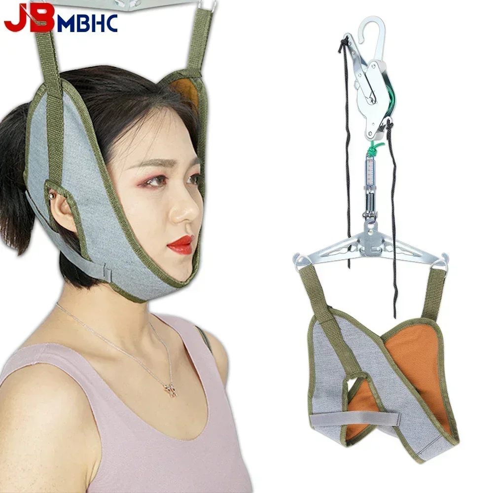 Hanging Cervical Traction Device Soft Neck Stretching Belt Pain Relief Metal Bracket Chiropractic Neck Spine Traction Cushion