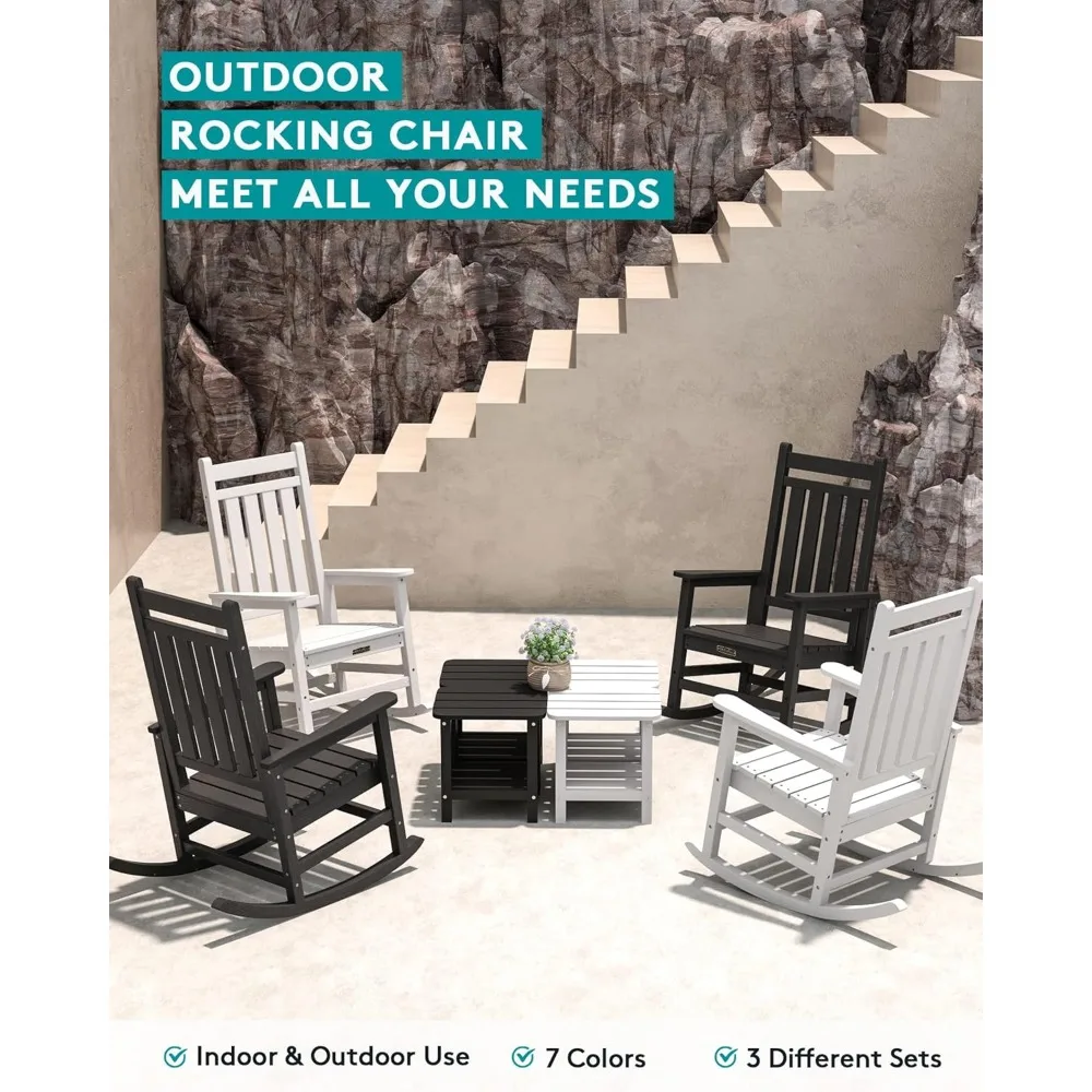 Outdoor Rocking Chair Set of 2, White 6
