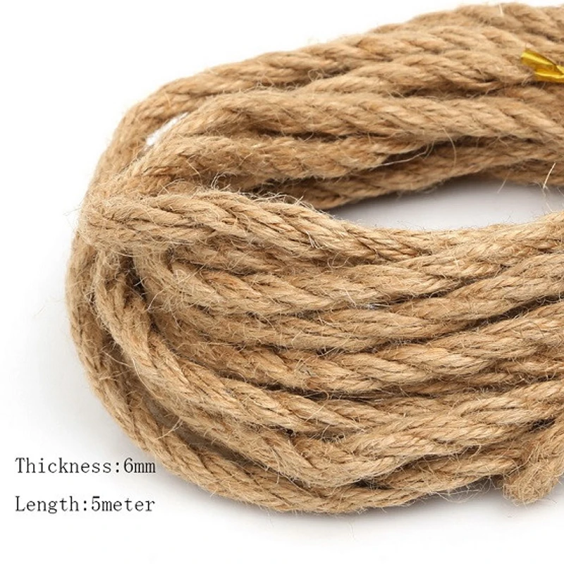 Natural Hemp Jute Cord Rope String Jewelry Craft Making Gift Packing Hang Tag String Handmade Accessory DIY 5 meter 2/4/6mm