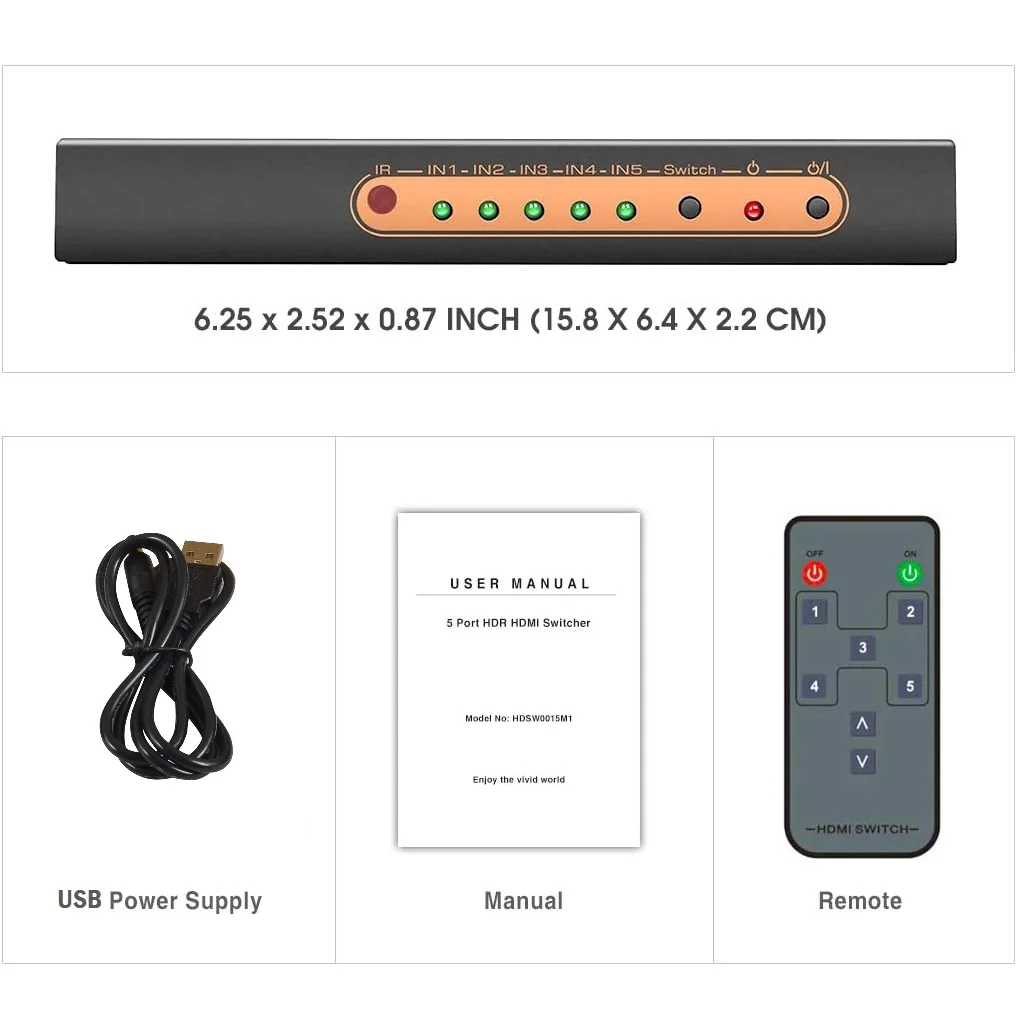 4K 60Hz HDMI ġ, 5 in 1 Out HDMI2.0 ñ й, 5x1   ڵ ġ, 18Gbps HDR10   Ʈ CEC UHD