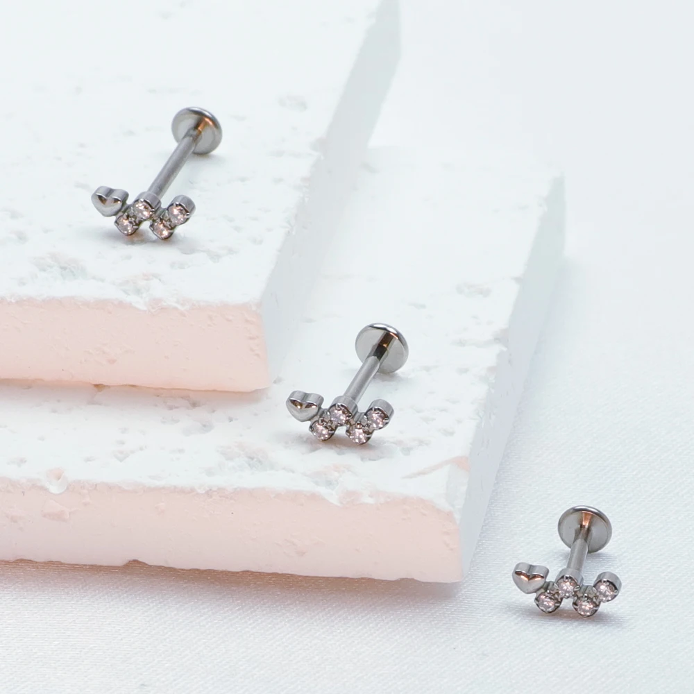 F136 Titan Schmetterling Kristall Zirkon CZ Edelstein Lippen Ohrstecker Labret Piercing Septum Ring Ohr Tragus 16G Innengewinde Körperschmuck – Detail 16