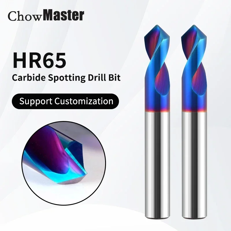 Chowmaster Hartmetall-Spektivbohrer, HRC65, beschichtet, 2 Nuten, 90 Grad, 2–12 mm, Wolframstahl, Spektivort, Mittelbit, CNC-Werkzeug
