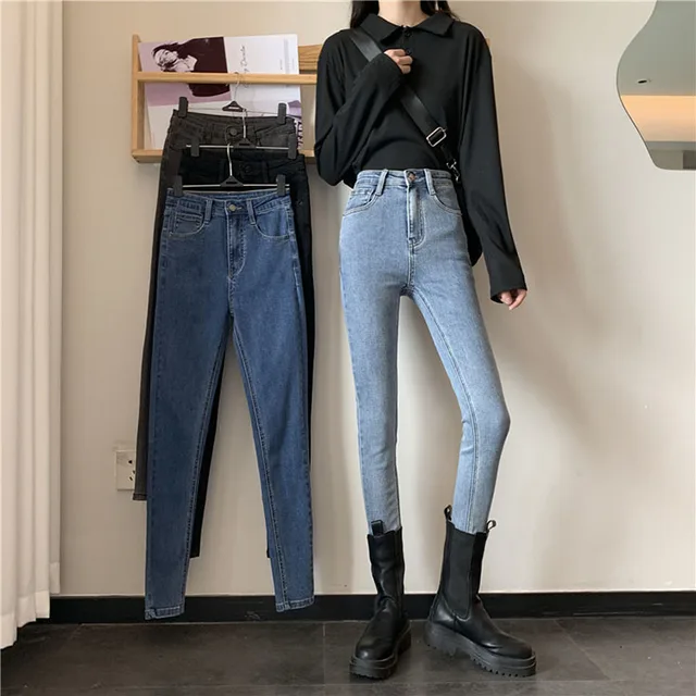 Vintage high waist jeans woman 2023 skinny black blue mom boyfriend jeans  for women denim pants female trousers streetwear - AliExpress