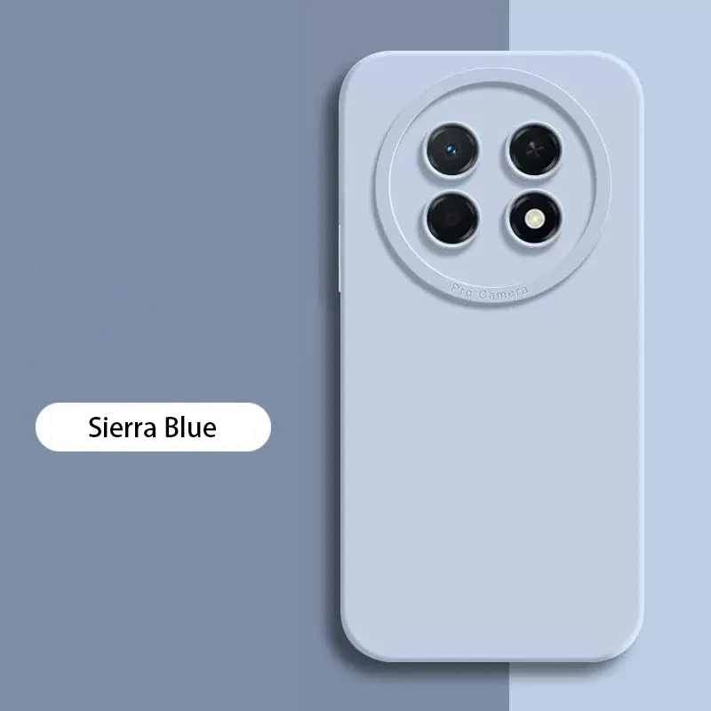 Solid Color Liquid Silicone Phone Case with Lens Protection and Angel Eyes Design