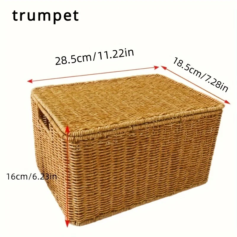 Imitation Rattan Woven Storage Basket, Durable Clothing, Toy, and Snack Organizer -suitable for Bathrooms Bedrooms, and Kitchens