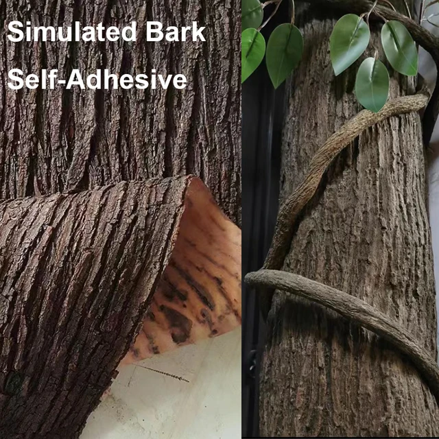 Artificial Simulation Tree Bark Self-adhesive Bark Sticker Rubber Plant Cover DIY Fake Plant Water Pipe Column Block Wall Decora 1
