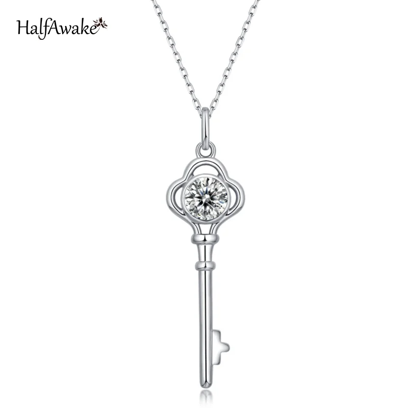 

Love Key 1ct Moissanite Couple Pendants Silver Necklace 925 Women Jewelry Free Shipping Promotions Bithday Gift Wife Girlfriend