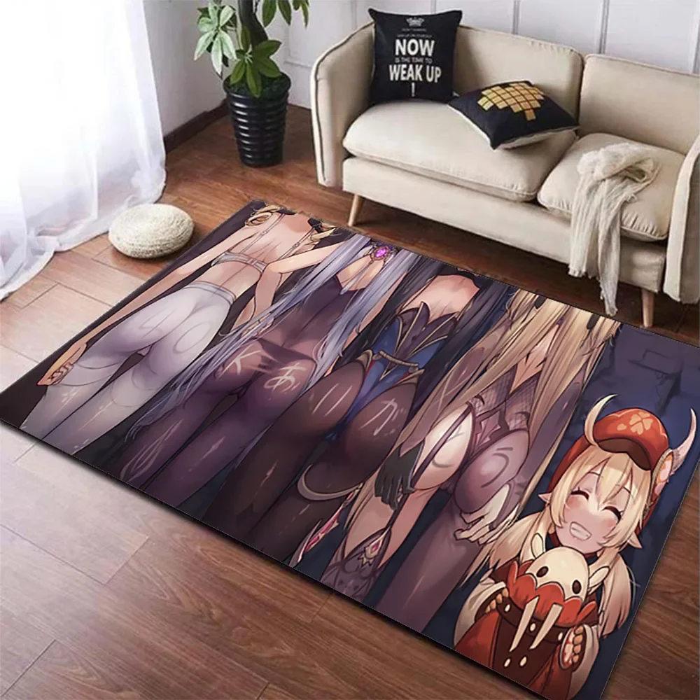 Sexy Genshin Impact Carpet Non-slip Floor Fluffy Floor for Bar Club Rug Window Bedside Pin Up Girl Home Man Cave Bedroom Decor