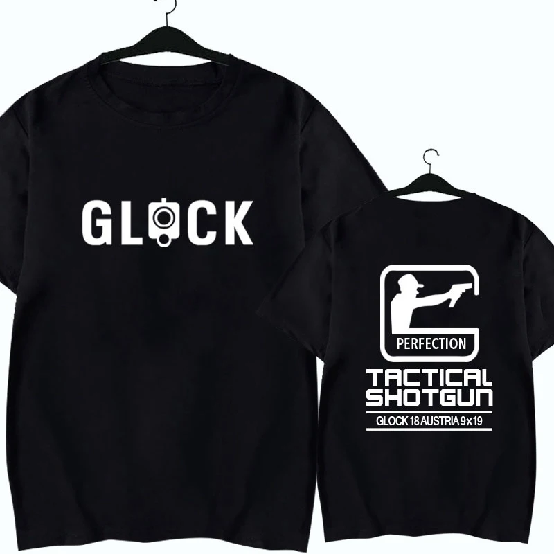 Men's Graphic Glock T-Shirt Cotton Sweat Wicking Breathable High Quality Casual Tee for Tactical Shotgun Fans Streetwear