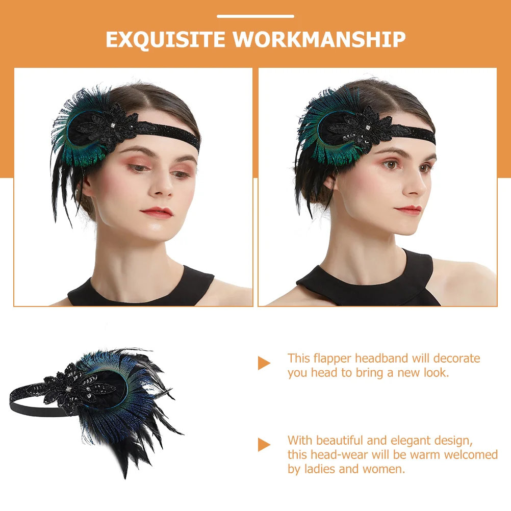 Roaring 20s Accessories for Women Wedding Feather Headband 1920 Headpieces Charm 1920s Miss 4