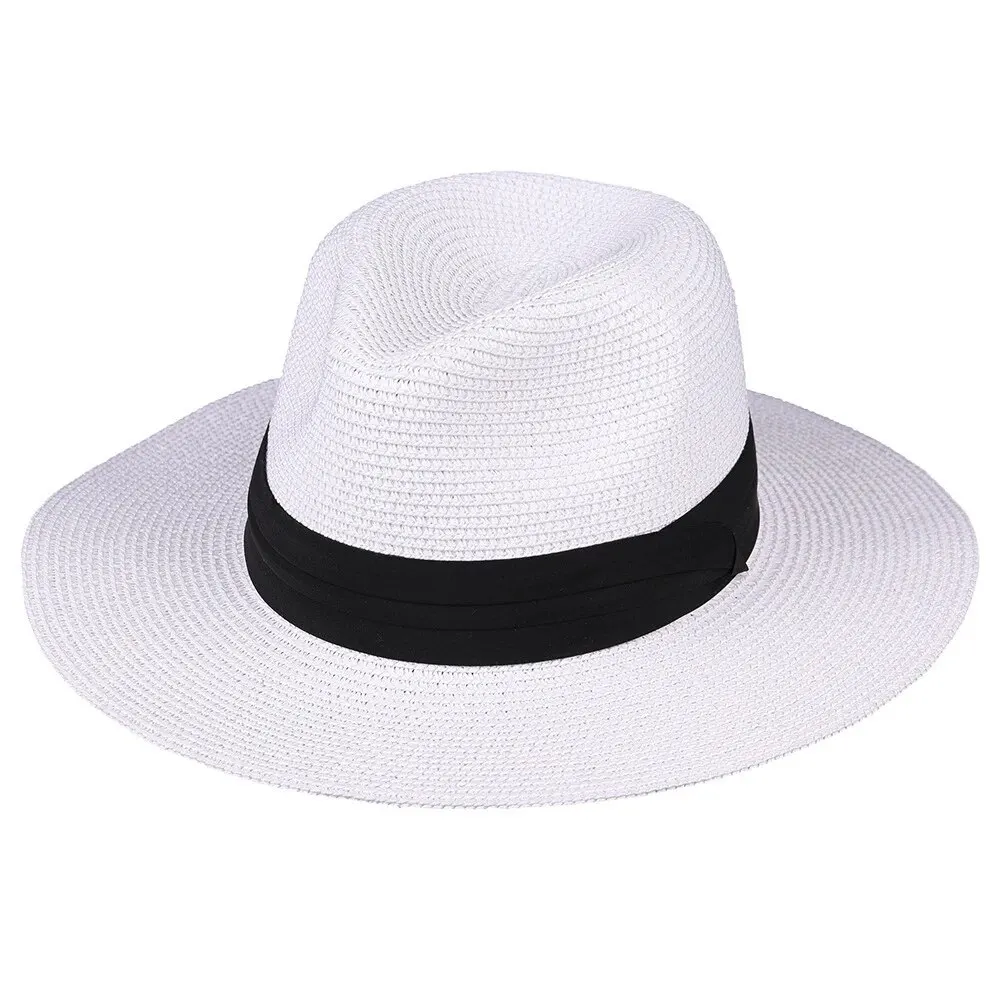 Straw Hat 1PC Summer Unisex Outdoor Vacation Beach Panama Style Flat Top