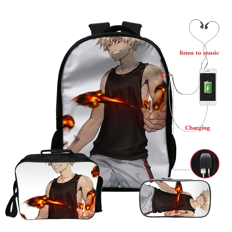 Katsuki Bakugo Animes Backpack 3d Print Schoolbag Boys Girls Daypack