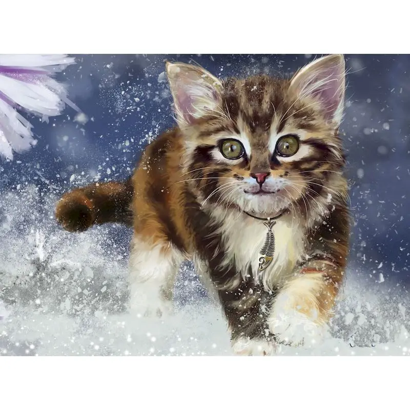

GATYZTORY Painting By Numbers Snow Cat Landscape DIY Oil Acrylic On Canvas Adult Set Home Decoration Art Coloring Picture Gift