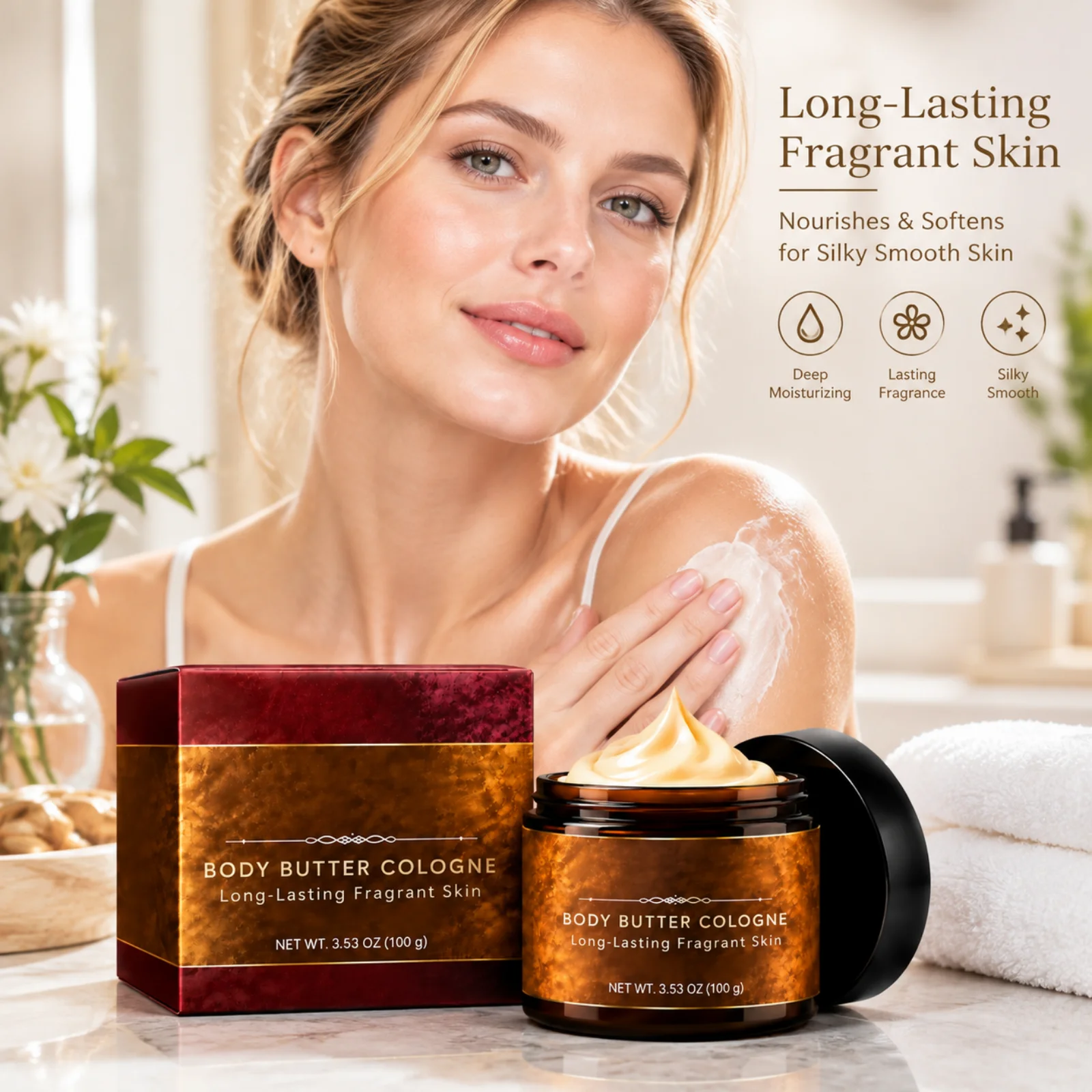 Cologne Body Butter Deeply Moisturizing Long Lasting Fragrancenon Non Sticky Lightweight Soothing Dry Skin Daily Body Care Cream