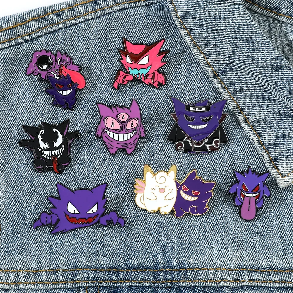 Anime Enamel Pins for Backpacks Cute Gengar Charmander Brooches Metal Enamel Badges Pins Pokemon Collection Gift