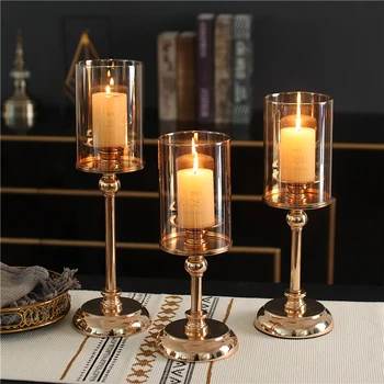 Golden Glass Candle Holder 1
