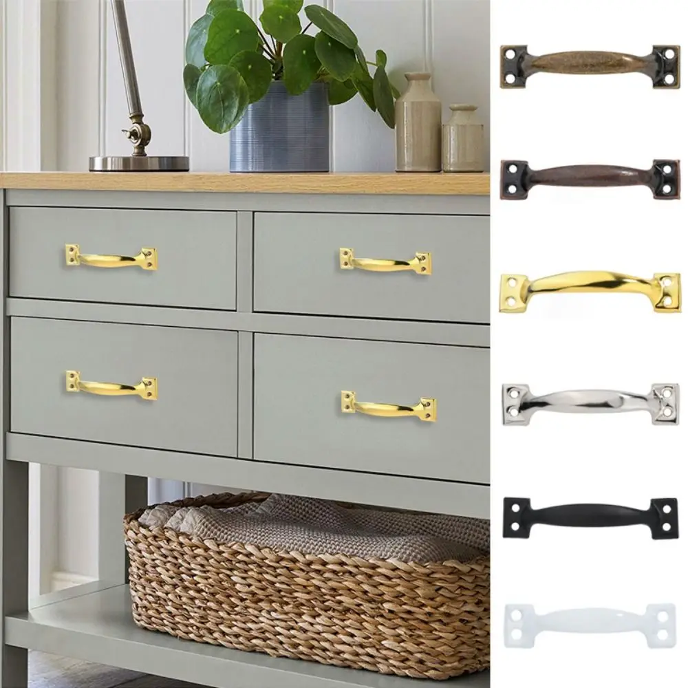 Description Picture 2 of itemIron Furniture Pull With Bow-Shaped Hardware Accessory Drawers Handle Black Silver Garages Sheds Barn Door Knob