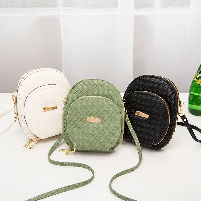 

Leisure Women's Shoulder Bag 2022 ladies Bag Foreign Trade Bag Women's Bag Wholesale New Double Zipper Mobile Phone Bag