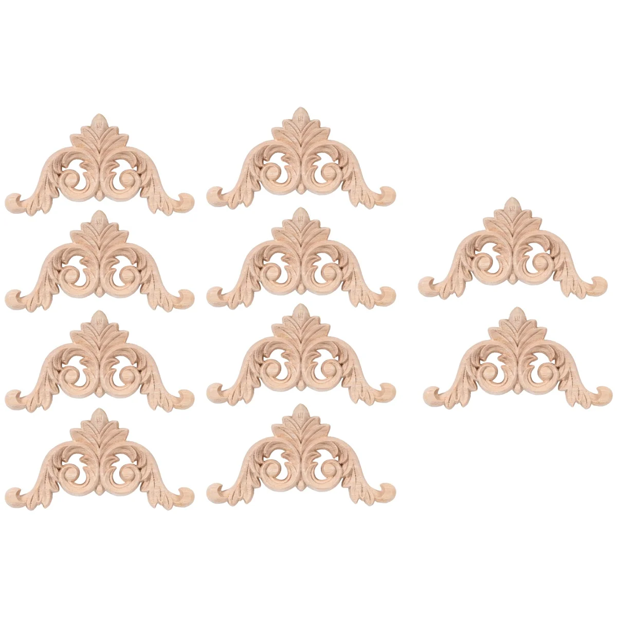 10 Pcs Wood Carving Decal Wood Carved Mouldings Corner Applique Home Door Decor Carving for Door Cabinet Windows