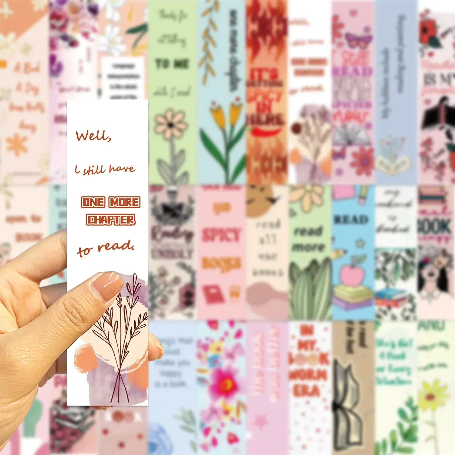 30PCS Reading Bookmarks Simple Literary Pages Book Annotated Notebook Pages Clip Students Creative Gifts with Paper Cards
